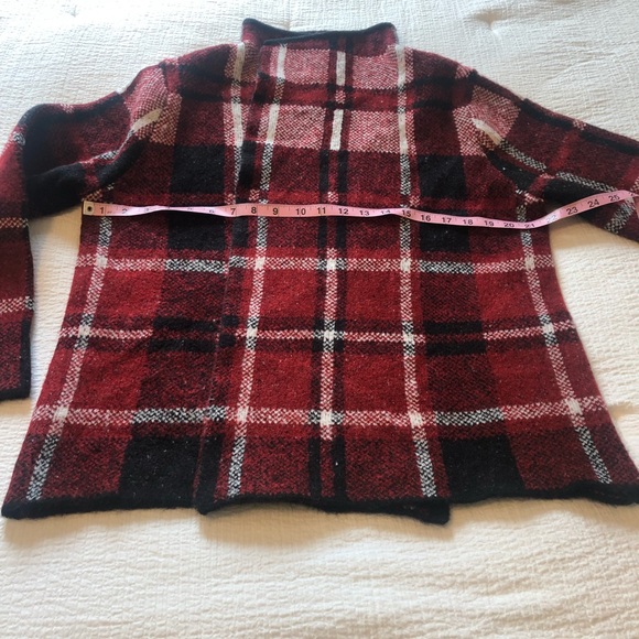 Joseph A. Red Plaid Open Front Cardigan Sweater - Picture 11 of 15